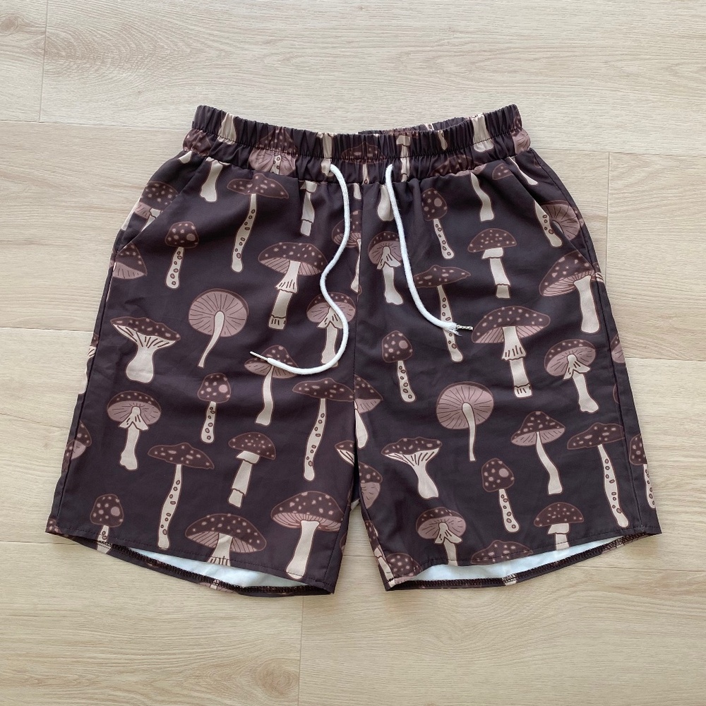 Brown Mushroom Drawstring Swim or Daily Wear Shorts (M)
